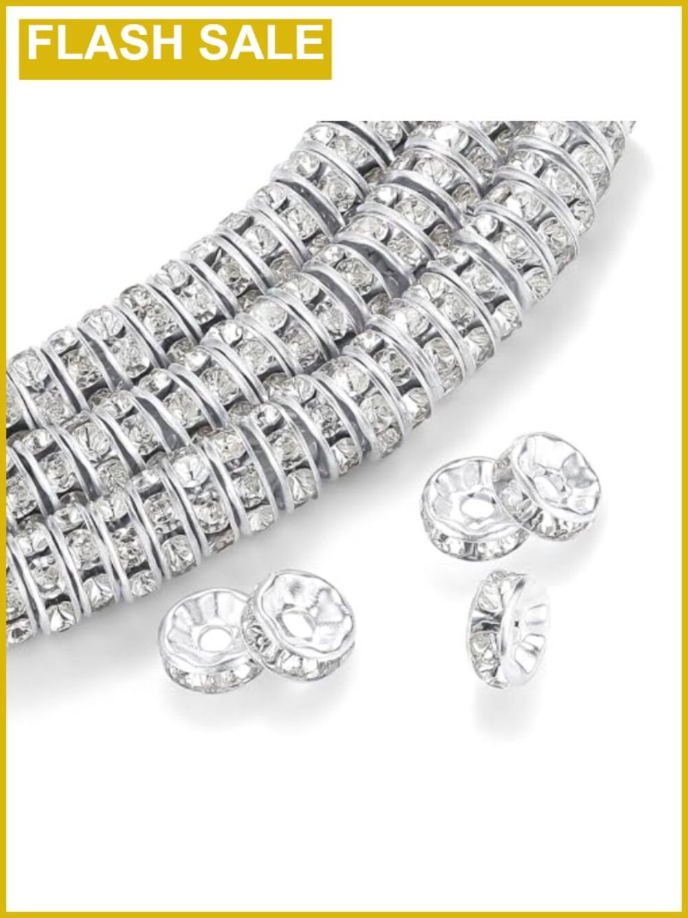 200pcs 8mm Crystal Rondelle Spacer Beads Silver Jewelry Making DIY